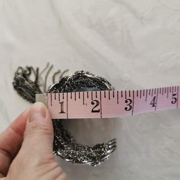 Silver Toned Chain Cuff Bracelet - Picture 6 of 6